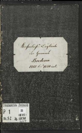 Kirchenbuchduplikat der katholischen Gemeinde Bödexen, Kreis Höxter (GHT 1815-1830) (Gemeinde: Katholische Gemeinde Bödexen, Kreis Höxter)