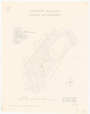 Friedhof, Walchum: Teilentwurf Grundriss Ehrenfriedhof 1:200