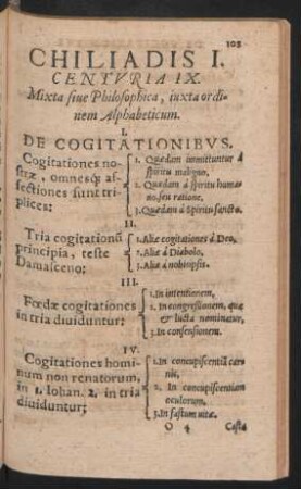 Chiliadis I. Centuria IX. Mixta seu Philosophica, iuxta ordinem Alphabeticum.