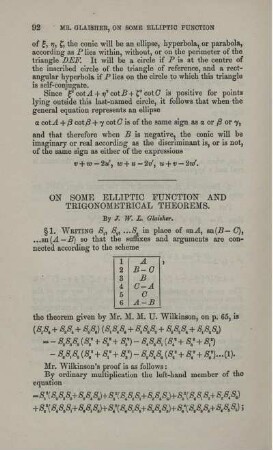 On some elliptic function and trigonometrical theorems.