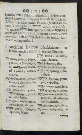 Concisum lexicon chaldaicum in Danielem, Esram,& Targum Obadiae.