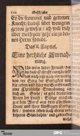 Das II. Capitel. Eine hertzliche Anmahnung.