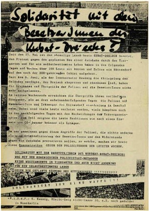 Flugschrift: Solidarität mit den               BesetzerInnen des Kubat-Dreiecks! 1988