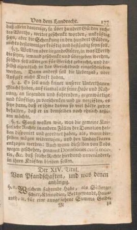 Der XIV. Titul. Von Pfandschaften, und was denen anhängig