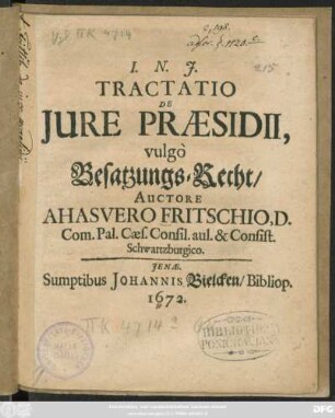 Tractatio De Iure Praesidii, vulgo Besatzungs-Recht