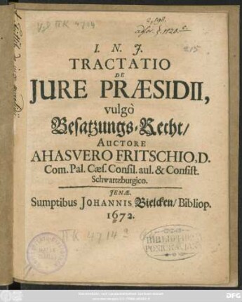 Tractatio De Iure Praesidii, vulgo Besatzungs-Recht