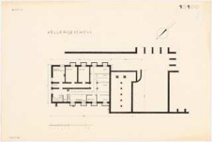 Gymnastikschule am See Monatskonkurrenz Dezember 1932: Grundriss Keller; Maßstabsleiste
