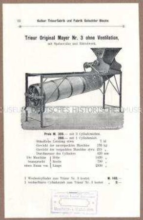 Trieur mit Speisewalze und Rüttelwerk Nr. 3 ohne Ventilation