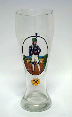 Weizenbierglas mit sächsischem Knappschaftsältestem