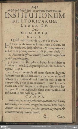 Liber IV. De Memoria