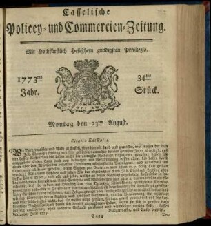 34tes Stueck, Montag den 23ten August 1773
