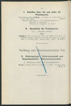 K. Geschichte der Freimaurerei.