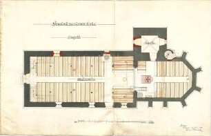 Dolmetsch, Heinrich; Unterjesingen; Ev. Pfarrkirche, Restaurierung - 2. Variante (Grundriss EG)