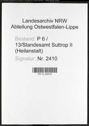 Sterberegister Standesamt Suttrop II