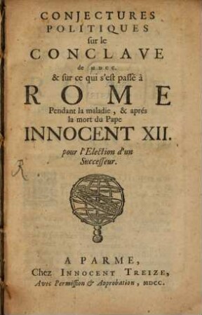 Conjectures politiques sur le Conclave de 1700