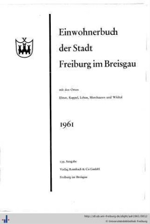 Einwohnerbuch der Stadt Freiburg im Breisgau : 1961