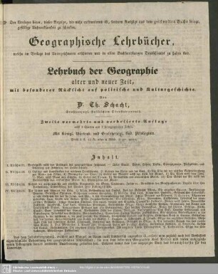 Geographische Lehrbücher, welche im Verlag des Unterzeichneten erschienen und in allen Buchhandlungen Deutschlands zu haben sind
