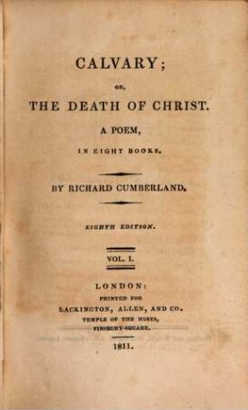 Calvary, or the death of Christ : a poem, 1