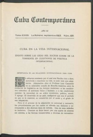 I - Importancia de las relaciones internacionales para Cuba