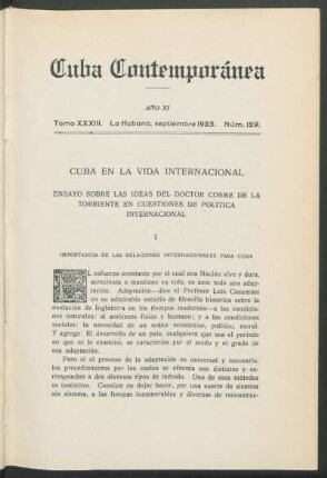 I - Importancia de las relaciones internacionales para Cuba
