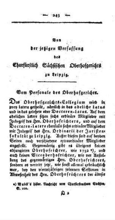 II. Von der jetzigen Verfassung des Churfürstlich Sächsischen Oberhofgerichts zu Leipzig