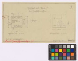 [Bad] Zwischenahn (Ammerland): Heuerhaus Schmidt. - Lageplan. - Heuerhaus (Grundriss)