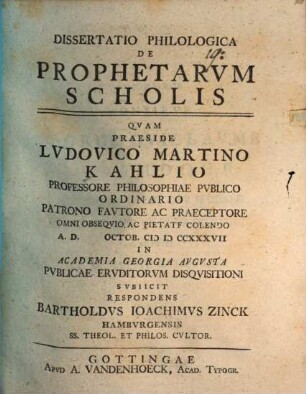 Diss. philol. de prophetarum scholis