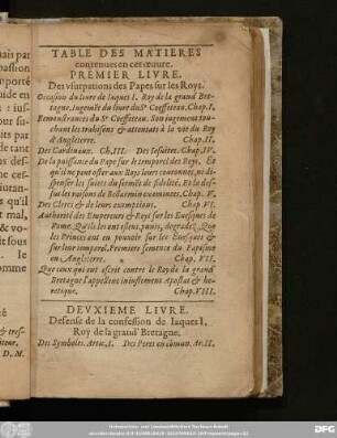 Table Des Matieres contenues cet oeuvre.