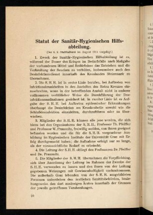 10-11, Statut der Sanitär-Hygienischen Hilfsabteilung