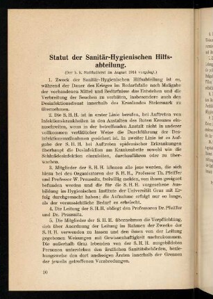 10-11, Statut der Sanitär-Hygienischen Hilfsabteilung