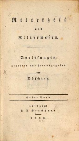 Ritterzeit und Ritterwesen : Vorlesungen, 1