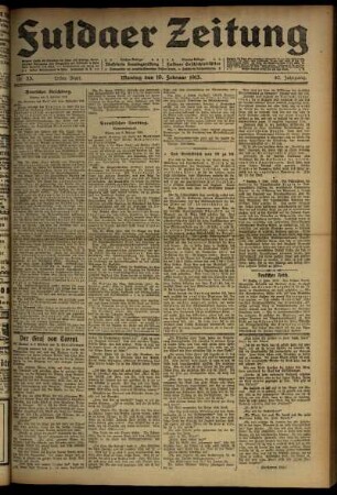 Erste Ausgabe vom Montag, den 10. Februar 1913.
