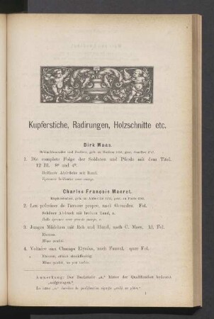 Kupferstiche, Radirungen, Holzschnitte etc