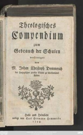 Theologisches Compendium zum Gebrauch der Schulen