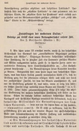 444-460 "Hauptfragen der modernen Kultur" : Beiträge zur Kritik eines neuen Rettungsversuches unserer Zeit (Fortsetzung)