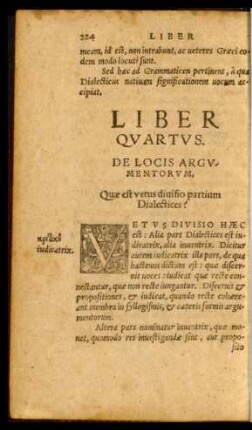 Liber Quartus. De Locis Argumentorum.