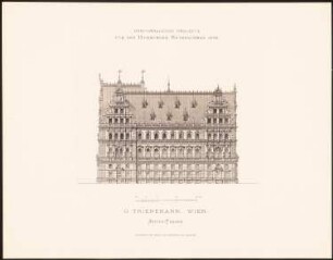 Hervorragende Projekte für den Hamburger Rathausbau 1876: Seitenansicht