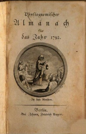 Physiognomischer Almanach : für das Jahr .... 1792