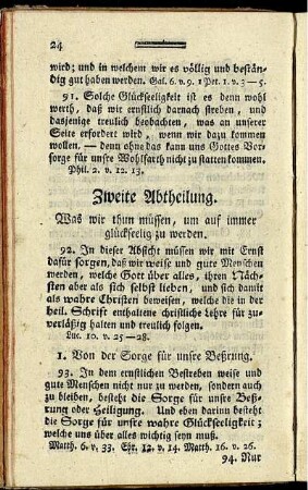 Zweyte Abtheilung. Was wir thun müssen, um auf immer glückseelig zu werden.