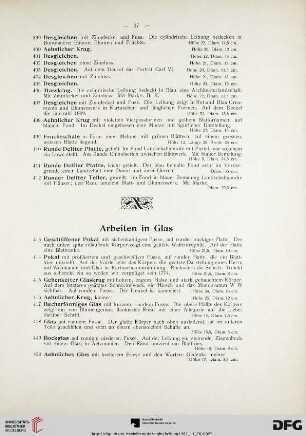Arbeiten in Glas (Nr. 413-429)