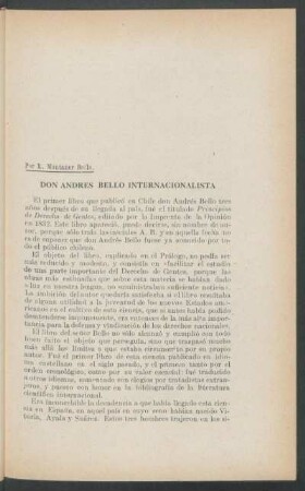 Don Andrés Bello, internacionalista