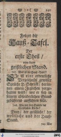 Die Hauß-Tafel.