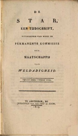 De star : een tijdschrift. 5. 1823, Stuk 2