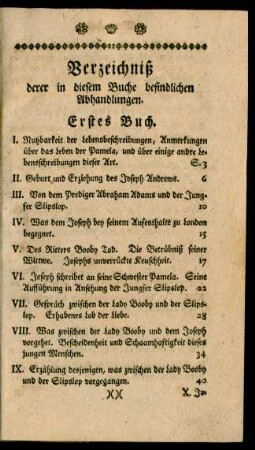 Verzeichniß derer in diesem Buche befindlichen Abhandlungen.