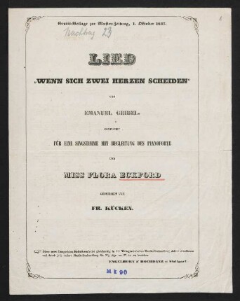 Wenn sich zwei Herzen scheiden : Lied für eine Singstimme mit Begleitung des Pianoforte