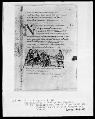 Der Stuttgarter Bibelpsalter — Verspottung Christi, Folio 73recto