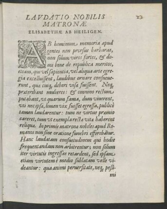 Laudatio Nobilis Matronae Elisabethae Ab Heiligen.