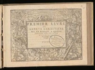 Antoine de Bertrand: Premier livre de sonets chrestiens ... a quatre parties ... Tenor