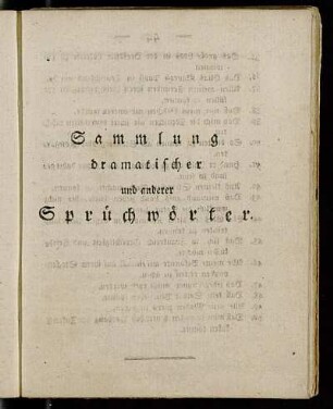 Sammlung dramatischer und anderer Sprüchwörter