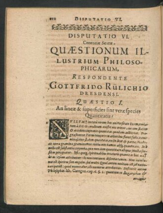 Disputatio VI. ... Respondente Gottfrido Rülichio